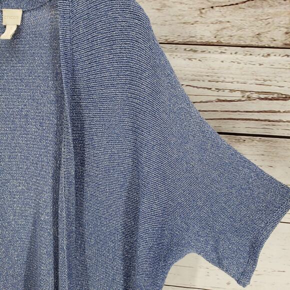 Chico's Women's Blue Tilly Shine Open Knit Metallic Cardigan Size 3 - Picture 7 of 13